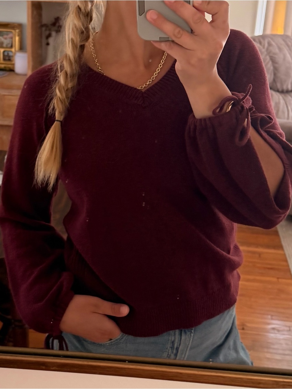 Lucky brand maroon fall sweater